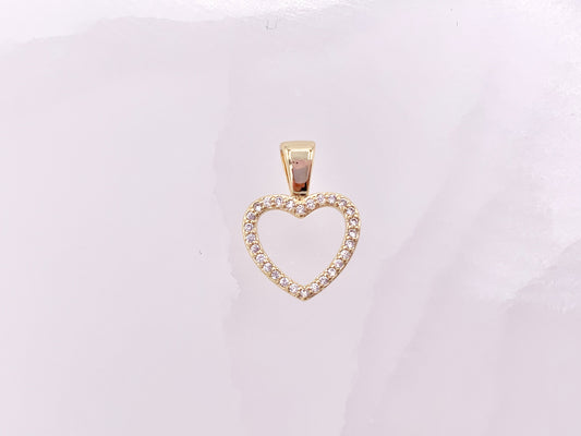 Dainty Heart Hollow Rhinestone Heart Charm Pendants in CZ Pave 18K Gold Plated Copper 10pcs