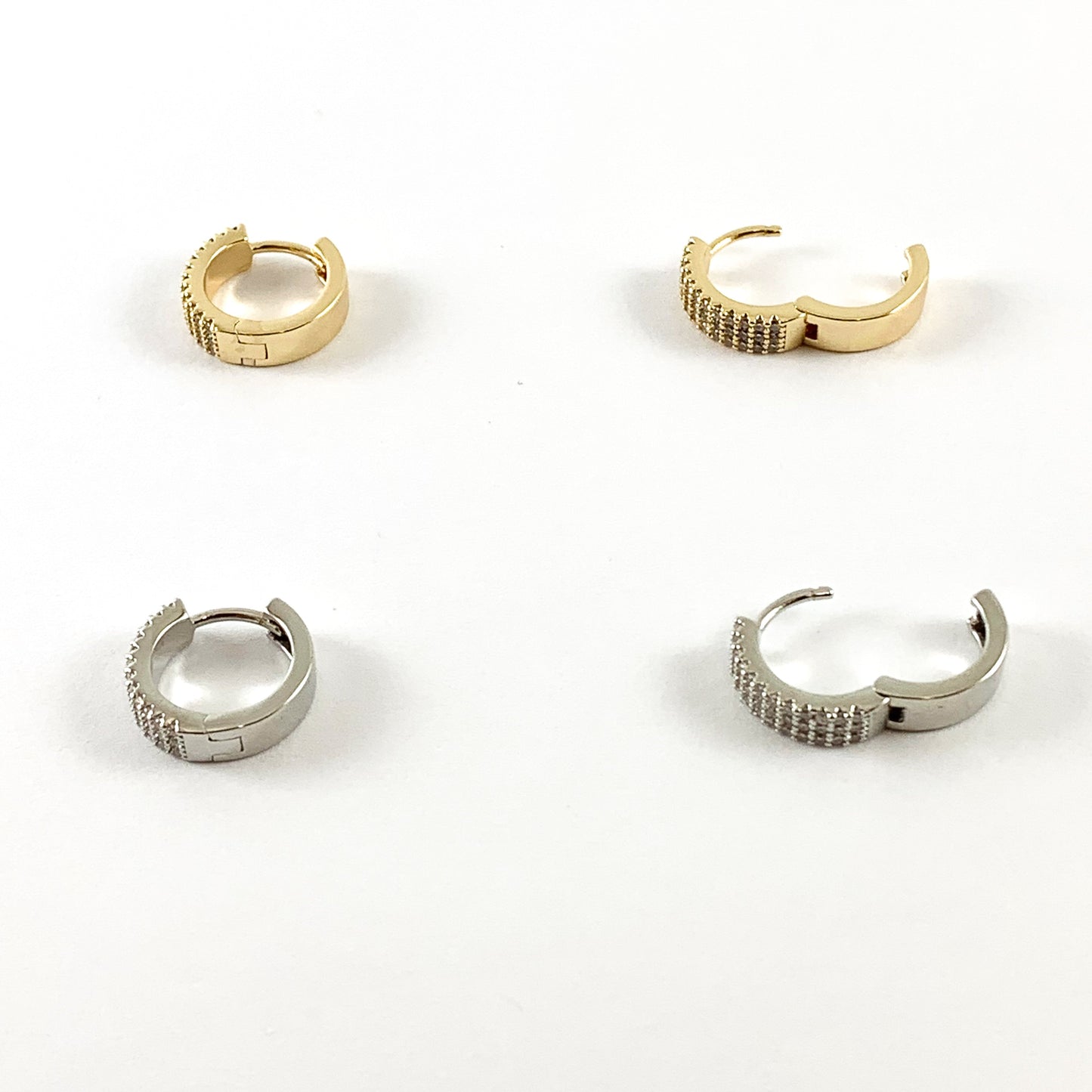 Real Gold 18K Micro Pave CZ Earring Hoop Huggies