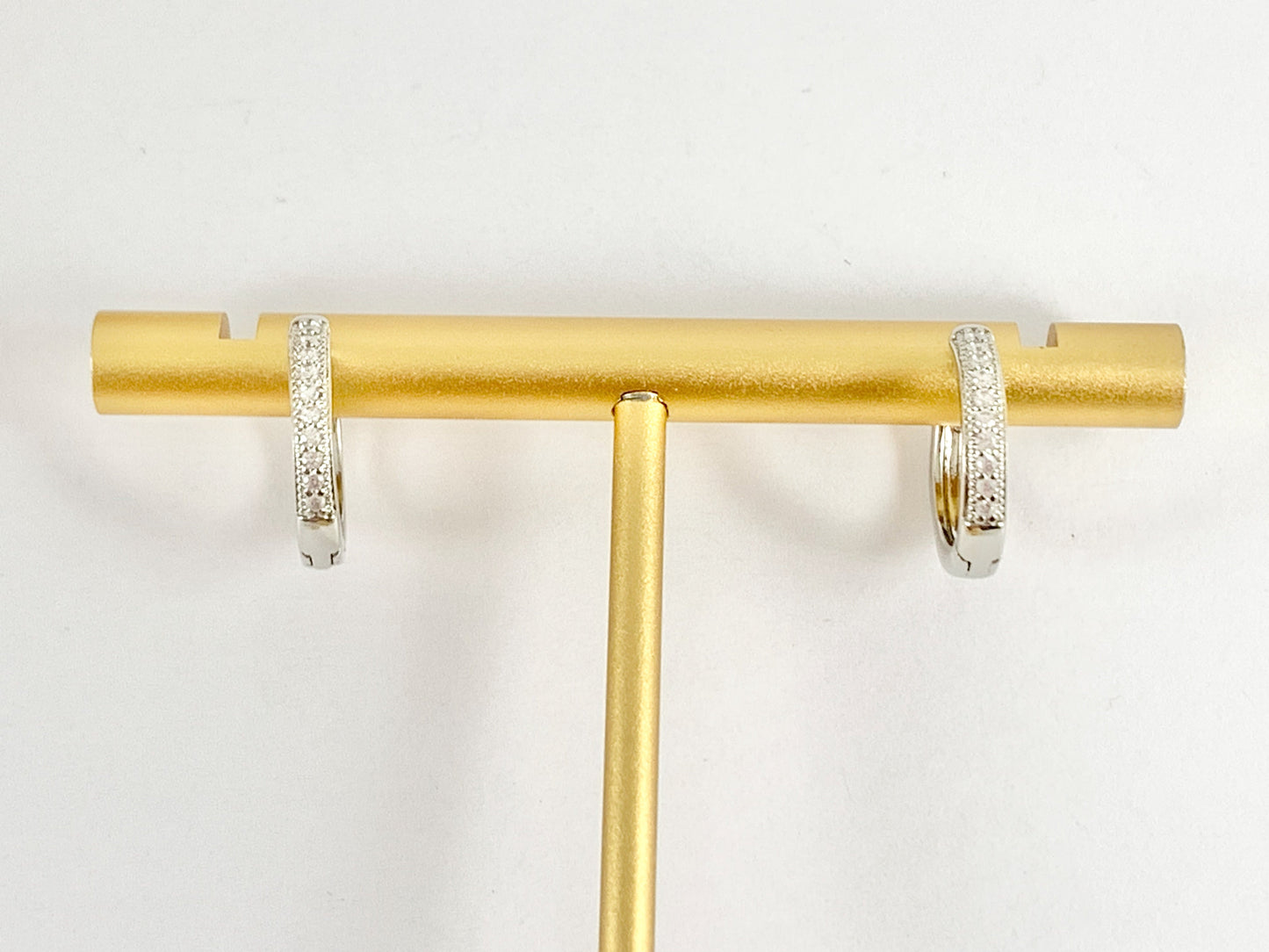 Gold CZ Pave Huggies Real Gold or Silver 18K Plated Circle Smooth Earring Huggies 5 pairs