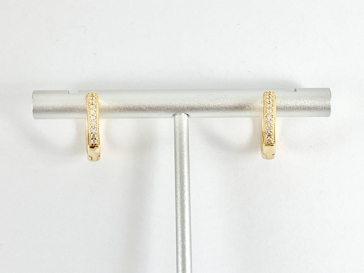 Gold CZ Pave Huggies Real Gold or Silver 18K Plated Circle Smooth Earring Huggies 5 pairs