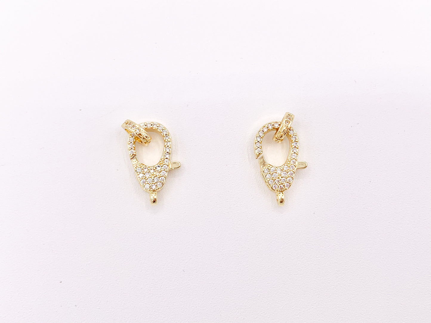 Real Gold/Platinum Plated All Over CZ Pave Luxury Lobster Clasps Over Brass