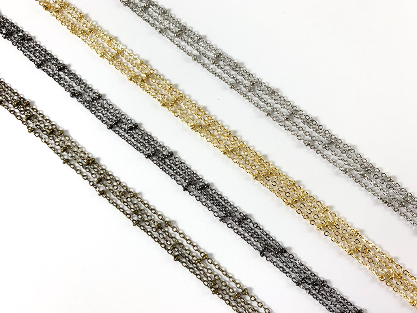 Dainty Nugget Satellite Chain in Gunmetal, Silver, Bronze, Gold