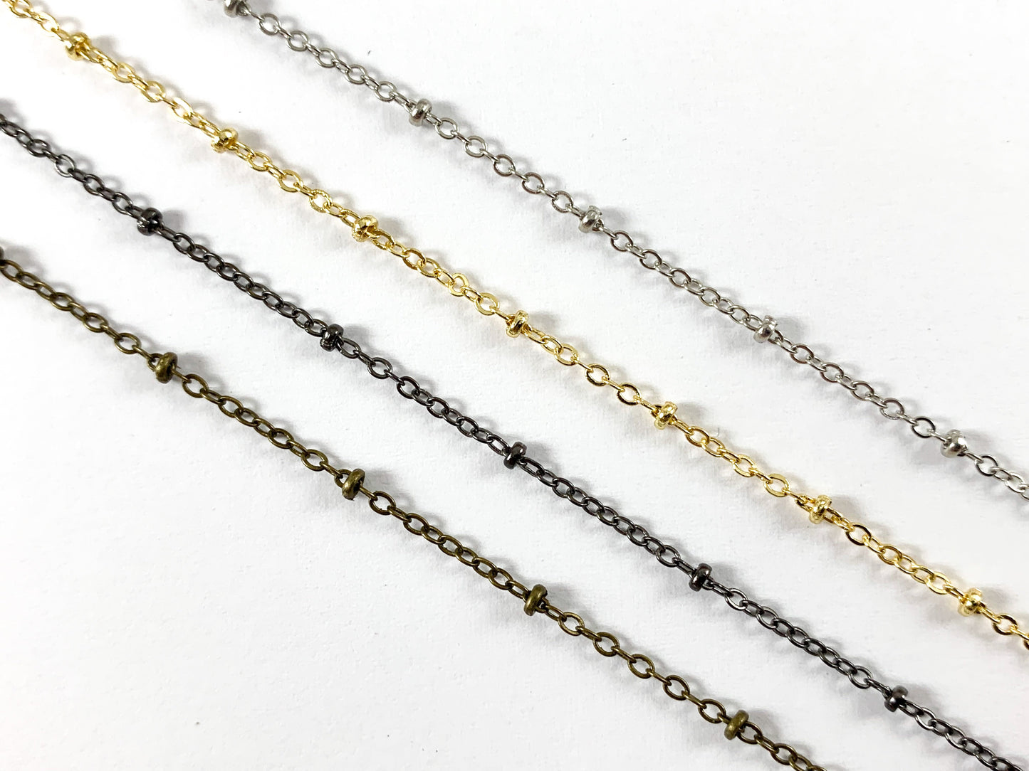 Dainty Nugget Satellite Chain in Gunmetal, Silver, Bronze, Gold