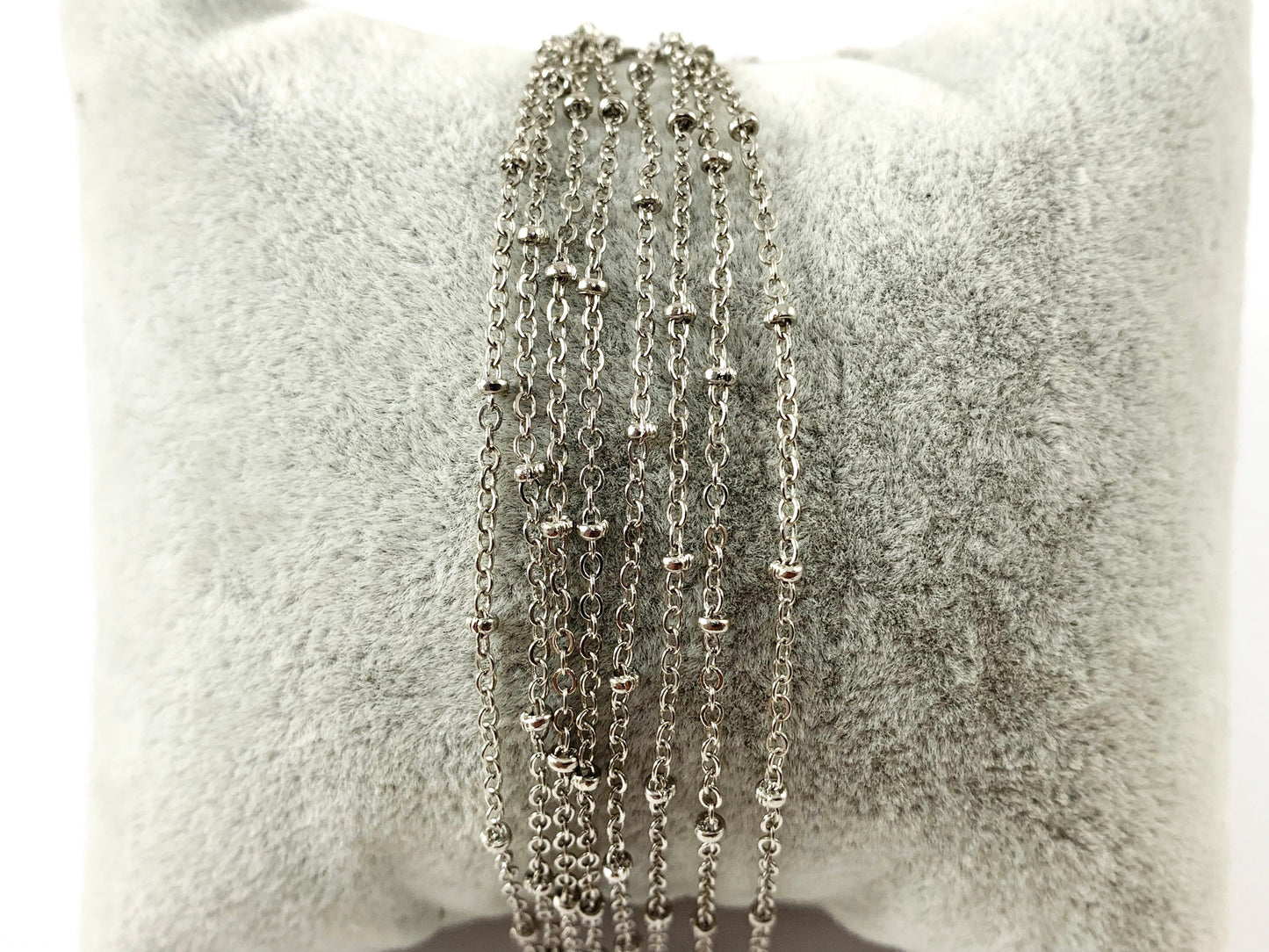 Dainty Nugget Satellite Chain in Gunmetal, Silver, Bronze, Gold