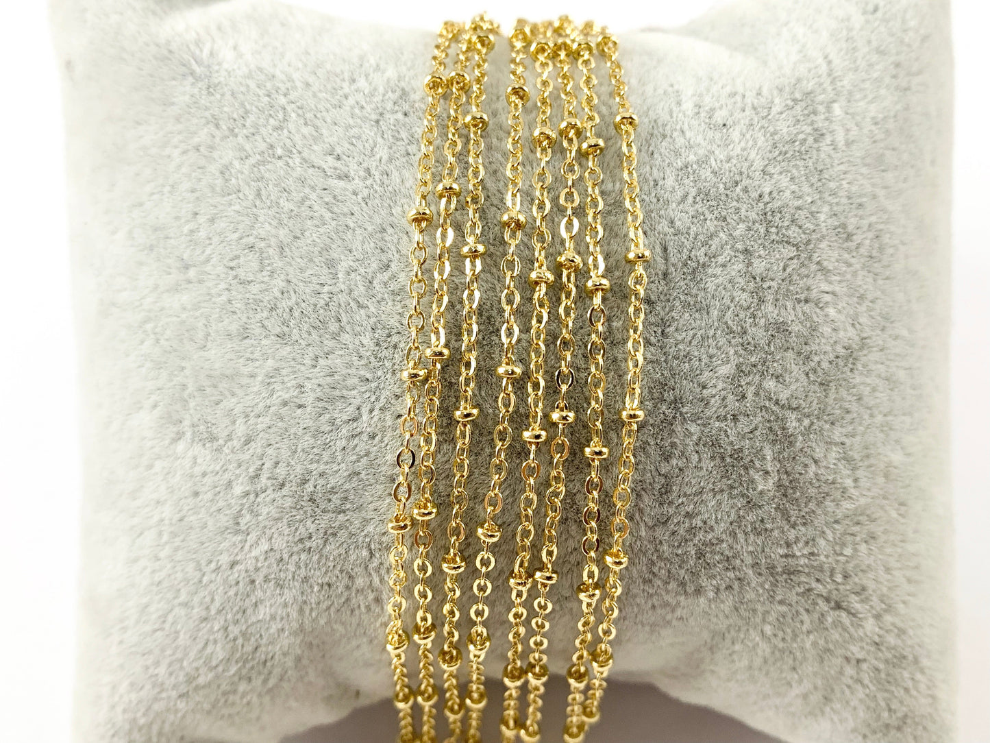 Dainty Nugget Satellite Chain in Gunmetal, Silver, Bronze, Gold
