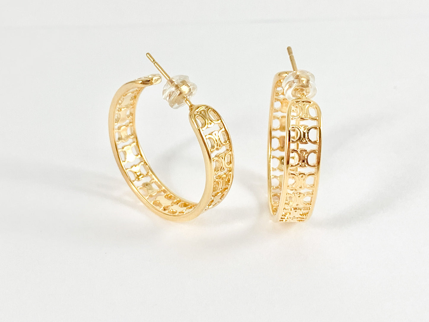 Designed Earring Hoops in 18K Gold/Silver Plated Copper 3 pairs