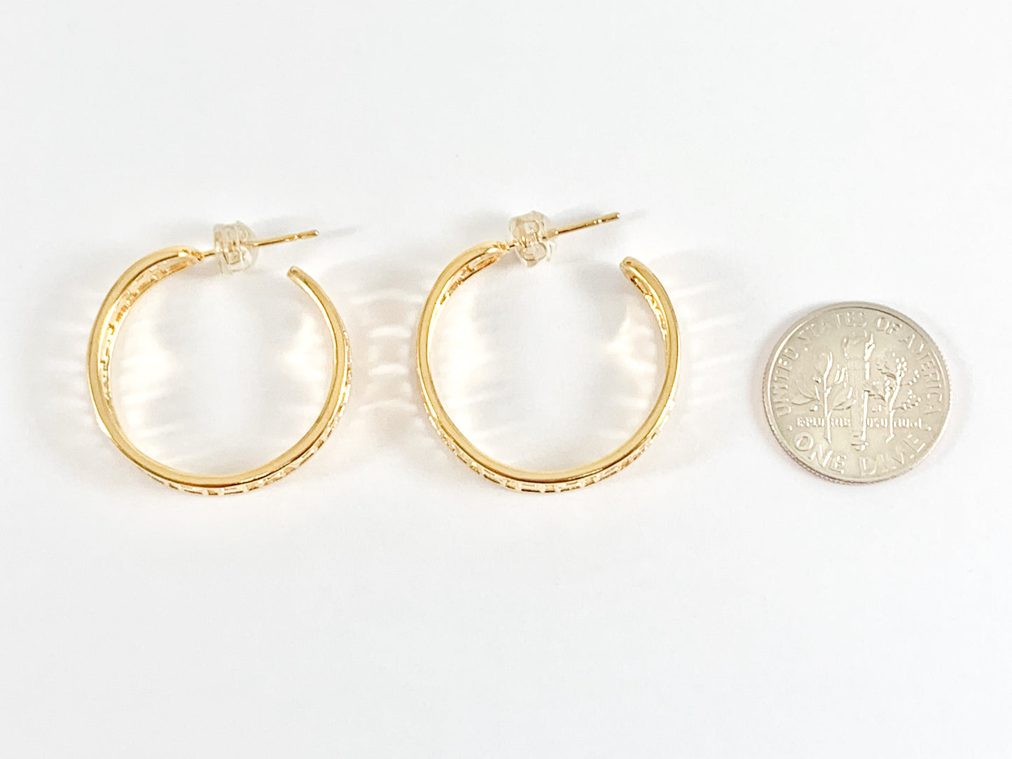 Designed Earring Hoops in 18K Gold/Silver Plated Copper 3 pairs