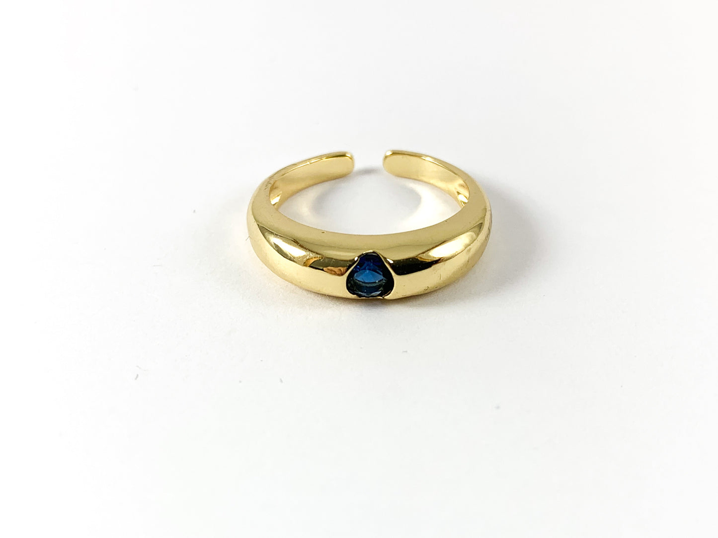 18K Real Gold Plated CZ Pave Single Rhinestone Dome Ring 4 pcs
