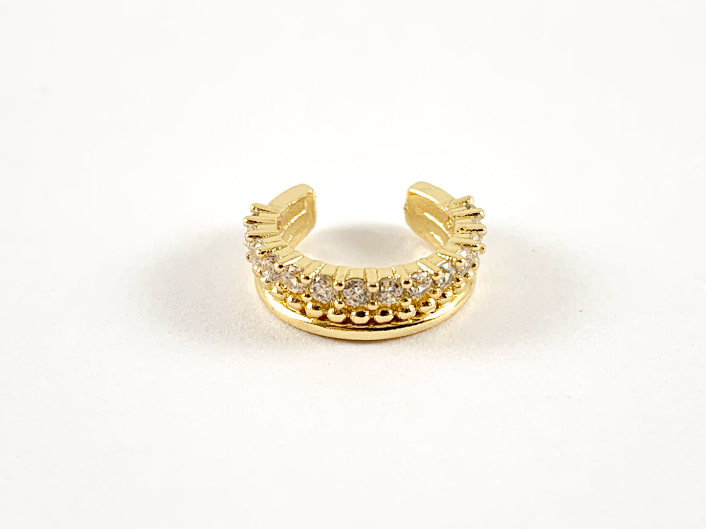 Real Gold/Platinum 18K Plated Copper CZ Pave Triple Band Ear Cuffs (No Piercing!!) 4 pcs