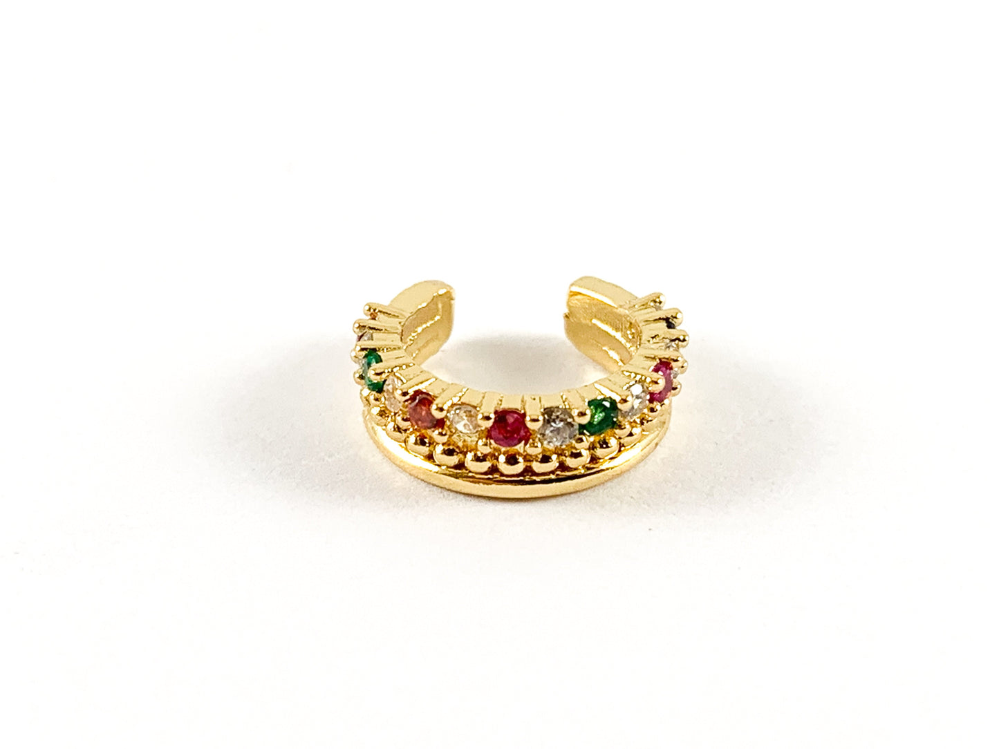 Real Gold/Platinum 18K Plated Copper CZ Pave Triple Band Ear Cuffs (No Piercing!!) 4 pcs