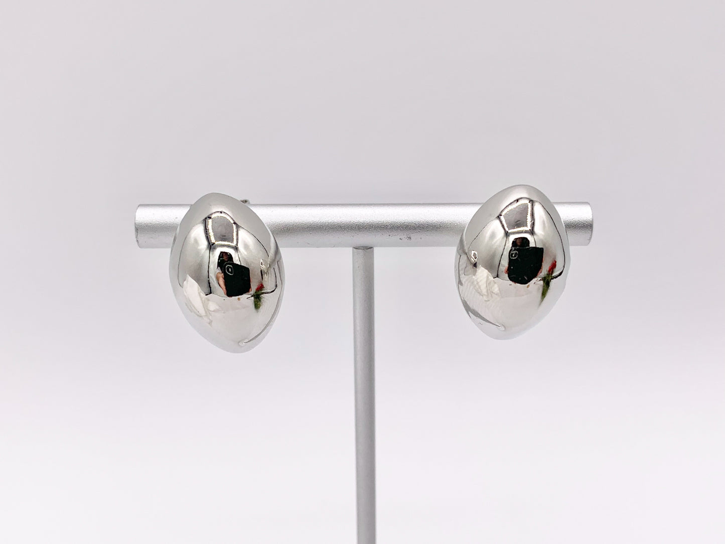 Lightweight Oval Puffy Earrings in 18K Gold or Silver Plated Copper 3 pairs