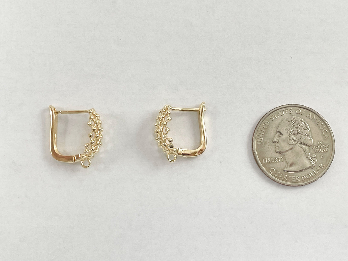 18K Gold Plated Copper Weave Filigree Earring Huggies Component 5 pairs