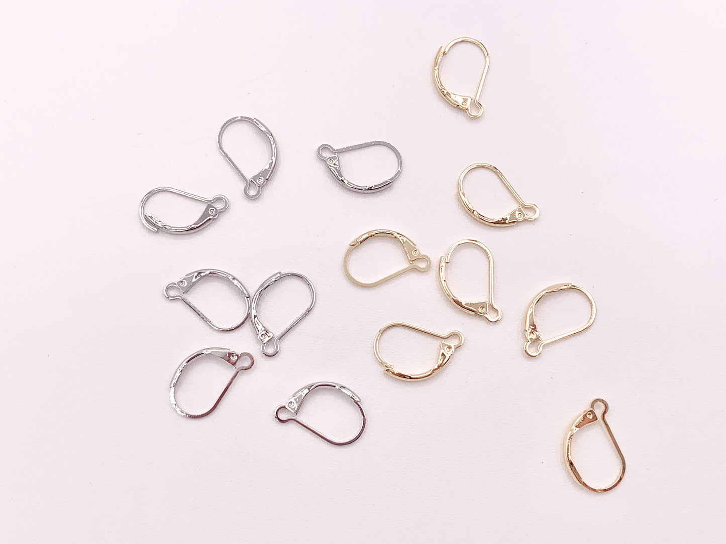 Real Gold or Silver 18K Plated Copper Earring Lever Backs with Opening Loop Component 50 pcs