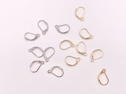 Real Gold or Silver 18K Plated Copper Earring Lever Backs with Opening Loop Component 50 pcs