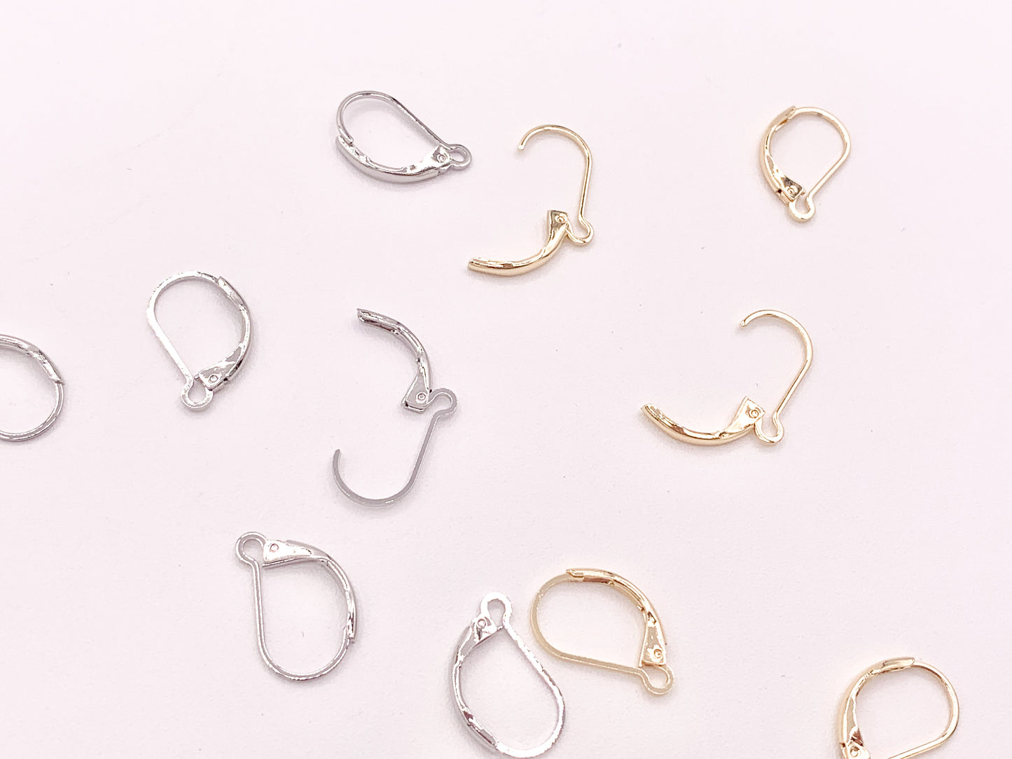 Real Gold or Silver 18K Plated Copper Earring Lever Backs with Opening Loop Component 50 pcs