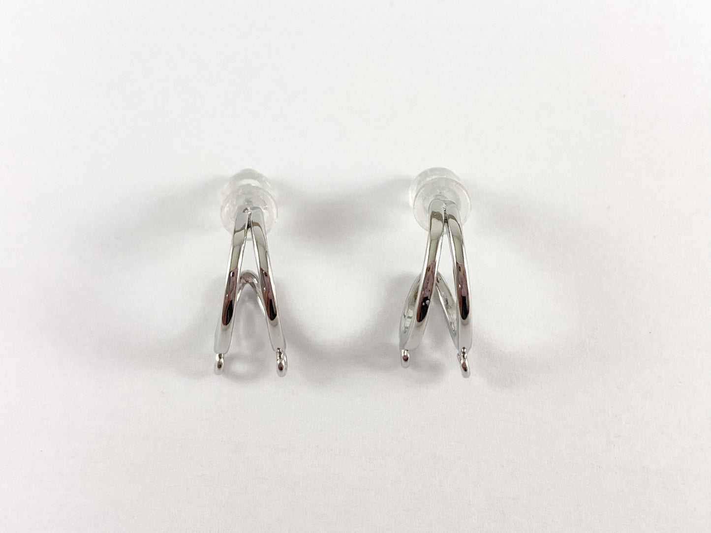 Earring Half Hoop Component with 2 loops in 18k Gold or silver plated over copper 5 pairs