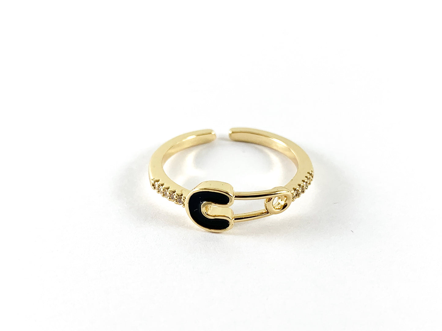 Neon Colorful Enamel 18K Gold Plated Copper CZ Pave Adjustable Ring 4pcs