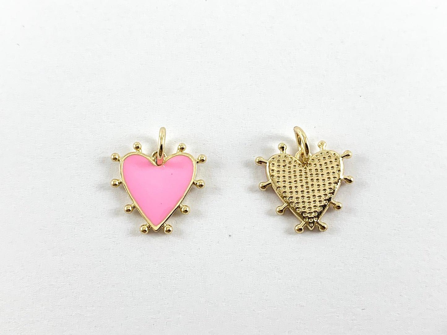 Real Gold 18K Plated Enamel Heart Charm Over Copper 10pcs