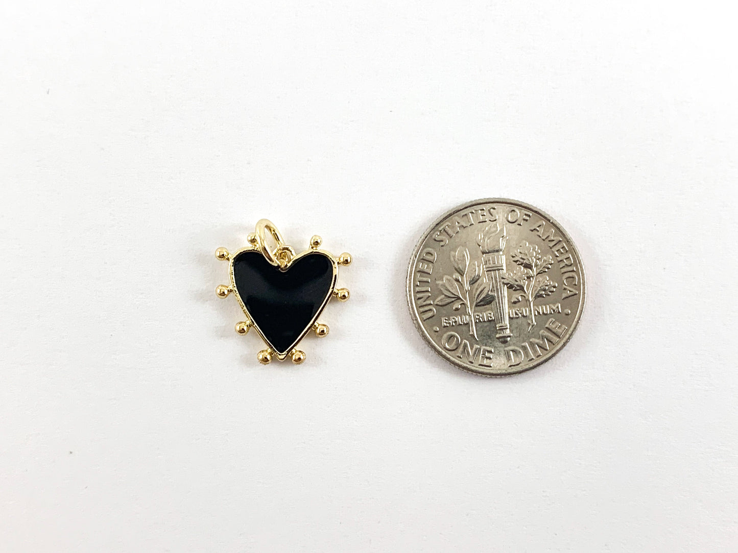 Real Gold 18K Plated Enamel Heart Charm Over Copper 10pcs
