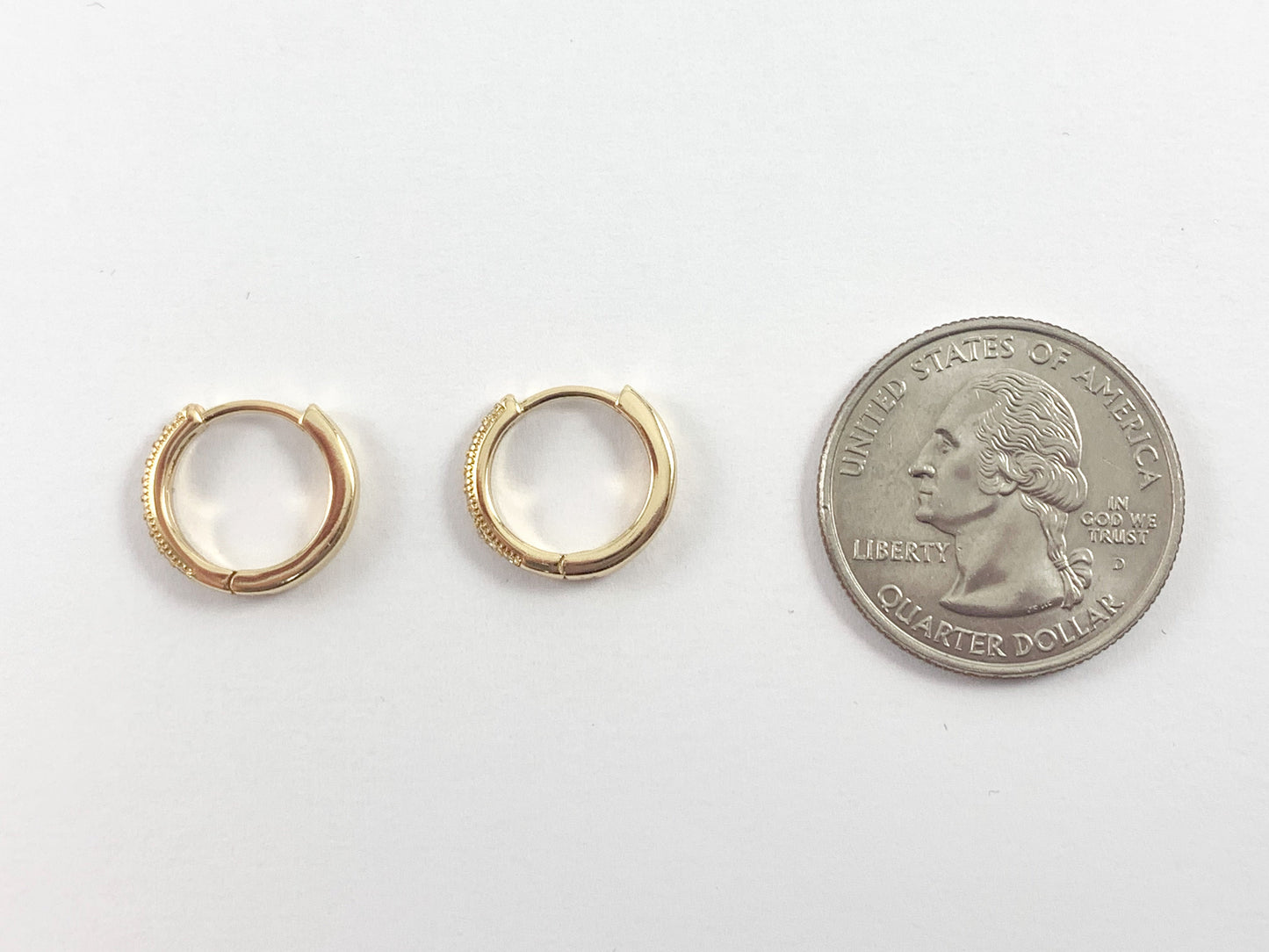 Gold CZ Pave Huggies Real Gold or Silver 18K Plated Circle Smooth Earring Huggies 5 pairs