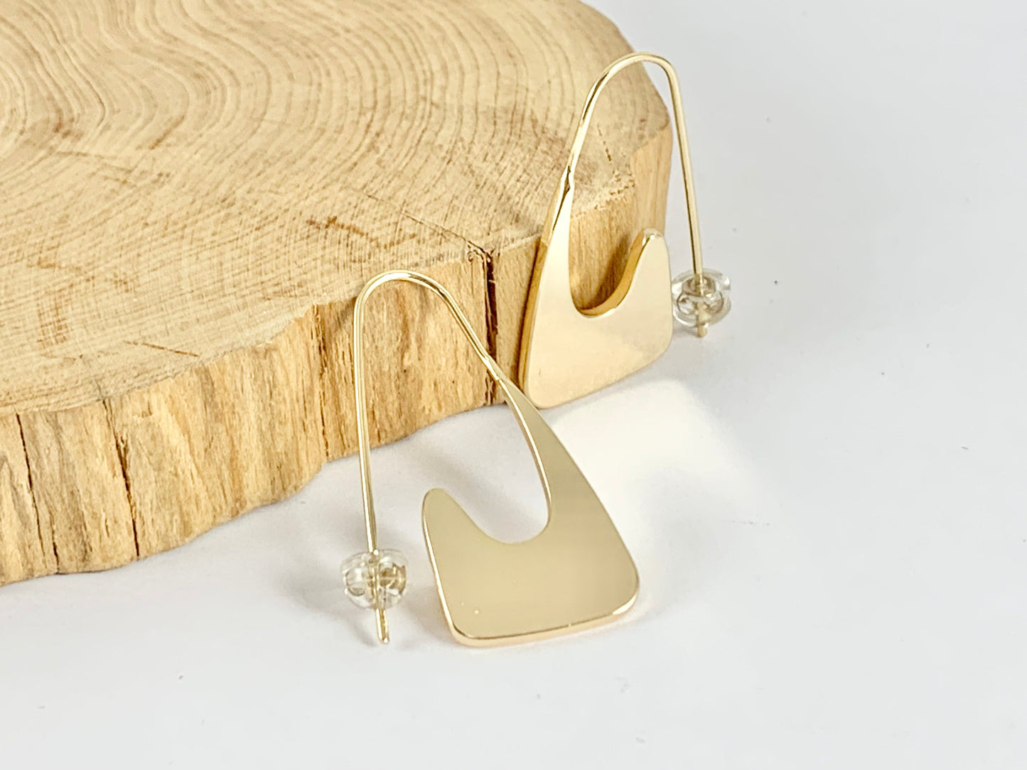 Minimalist Geometric Unique Gold Earrings in 18K Gold Plated Copper 3 pairs