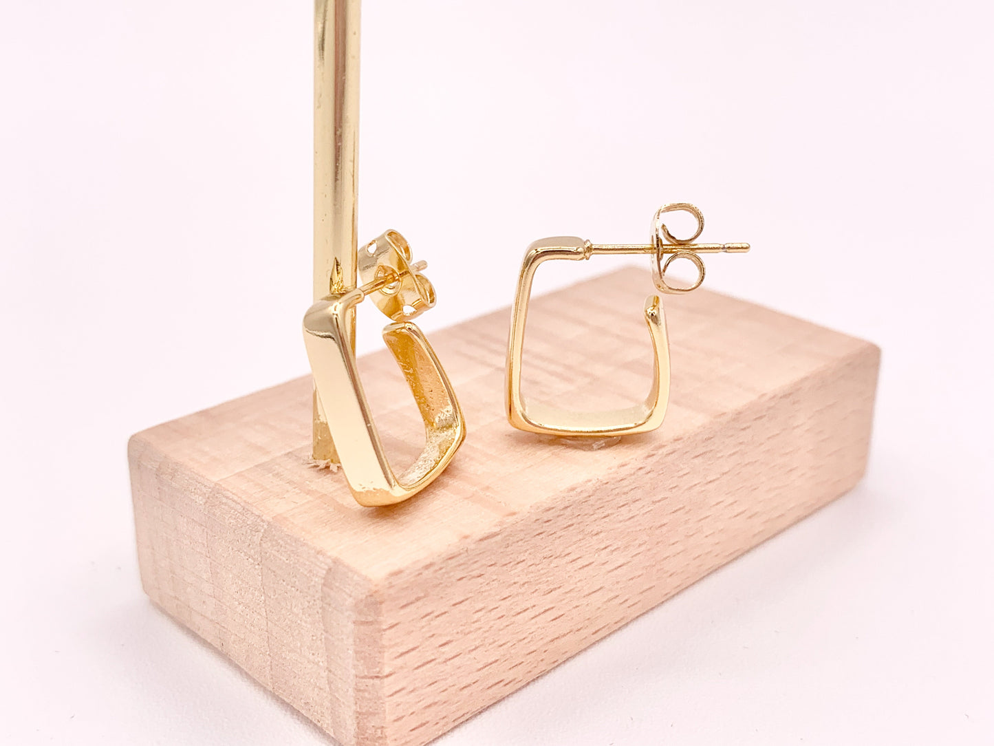 Dainty Minimalist Geometric Square Earring Huggies 18K Gold Plated Over Brass Earrings 3 pairs