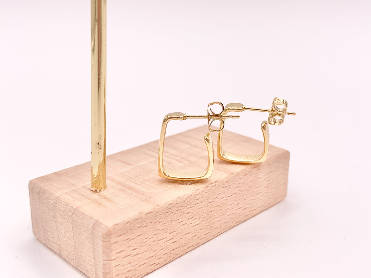 Dainty Minimalist Geometric Square Earring Huggies 18K Gold Plated Over Brass Earrings 3 pairs