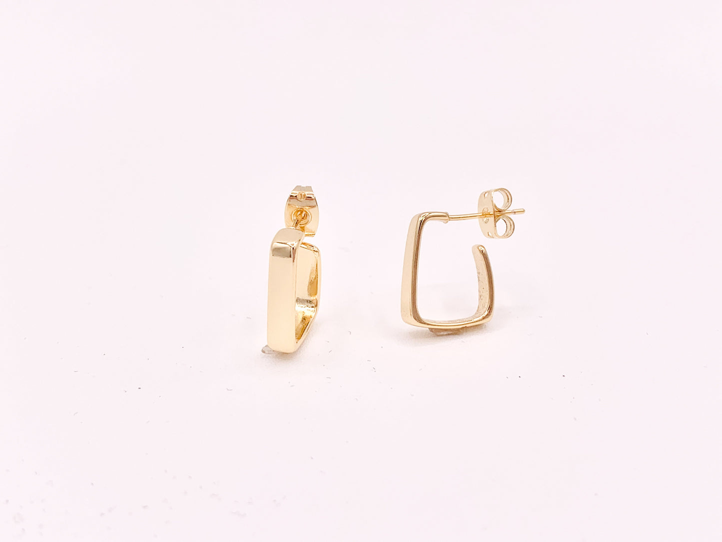 Dainty Minimalist Geometric Square Earring Huggies 18K Gold Plated Over Brass Earrings 3 pairs