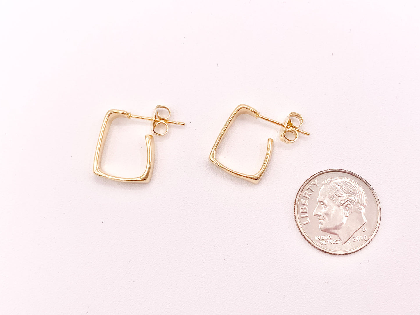 Dainty Minimalist Geometric Square Earring Huggies 18K Gold Plated Over Brass Earrings 3 pairs