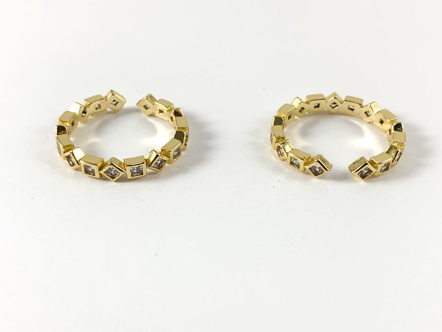 18K Real Gold/Platinum Plated CZ Pave Geometric Square Diamond Cluster Stackable Ring 5pcs