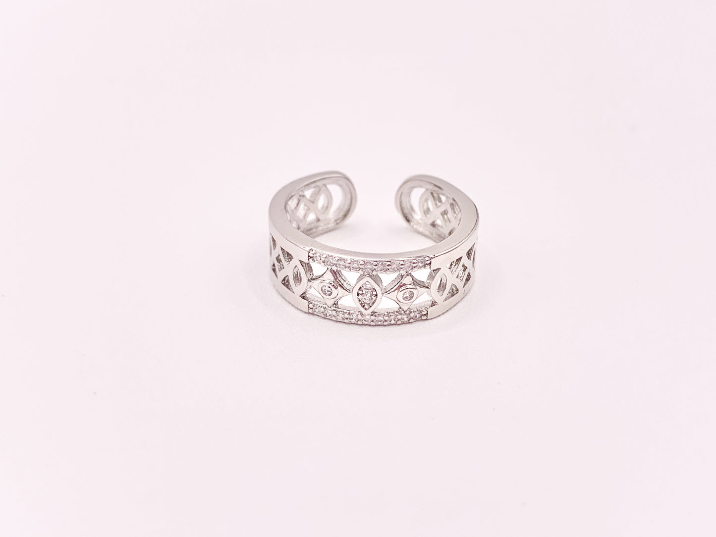 Stylish Geometric Vintage Thick Ring Band in CZ Pave 18K Gold or Silver Plated Copper 4 pcs