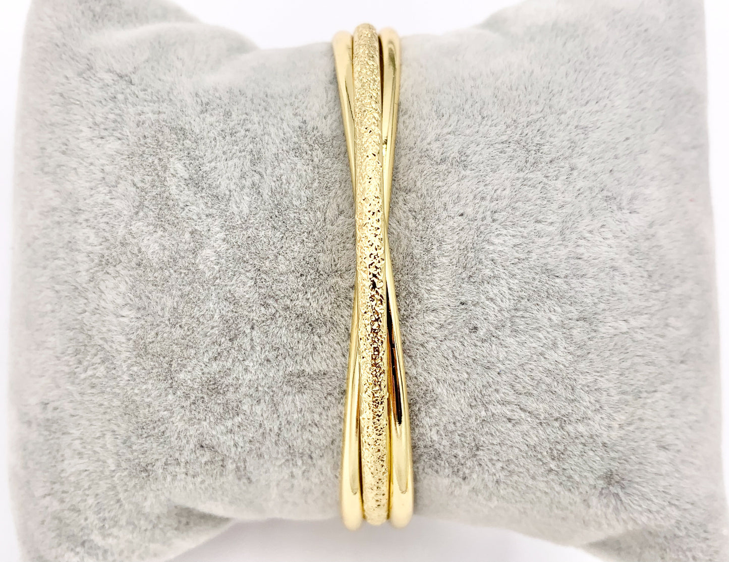 Layered Twist Bracelet Cuffs in Real Gold 18K Plated Copper 3pcs