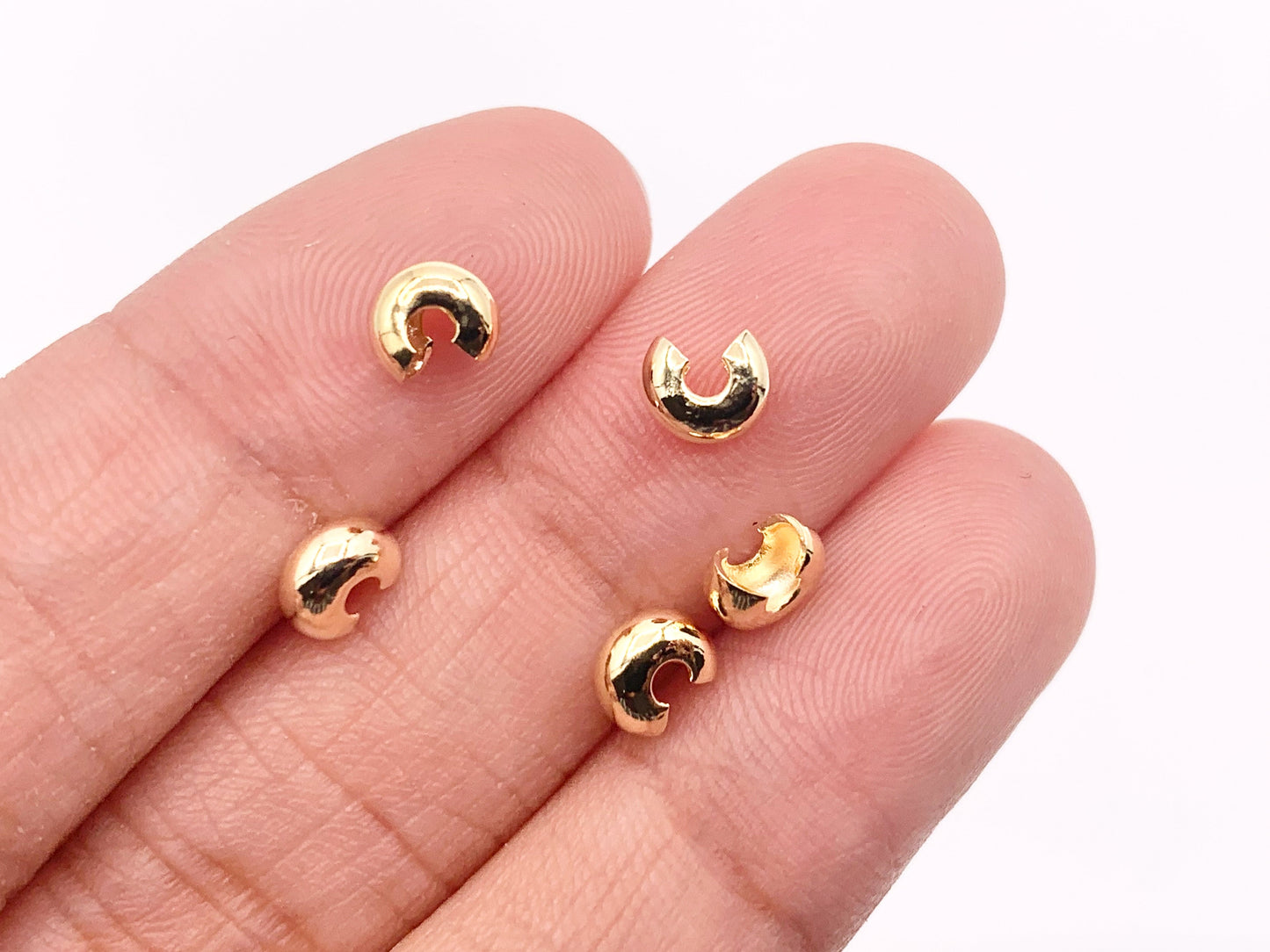 18K Gold Plated 5mm Crimp Bead Covers Component for Jewelry 100 pcs