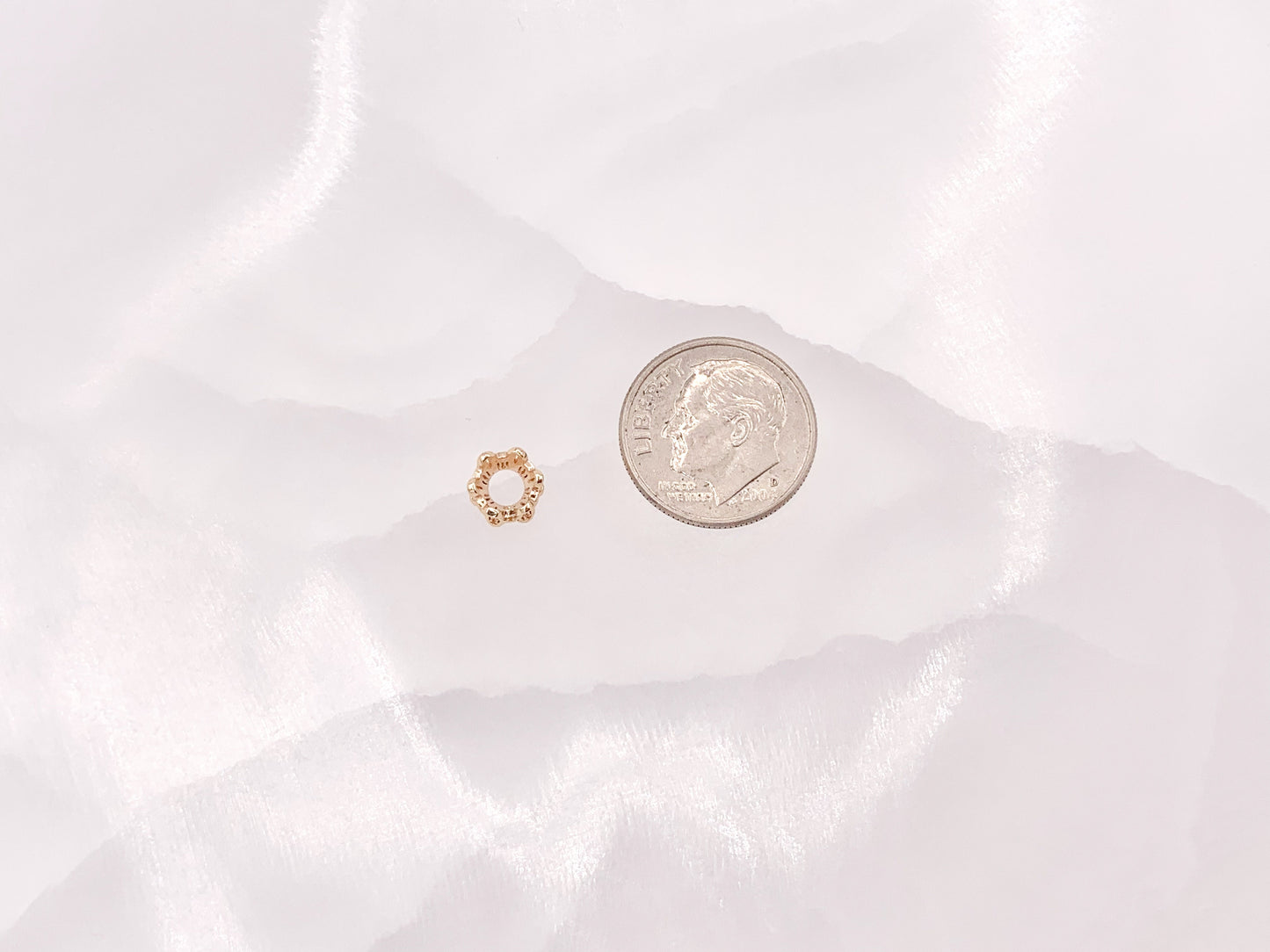 Exquisite Floral Spacer Beads | Real Gold 18K Plated Tiny 6mm Spacer Beads Over Brass for Jewelry Making 12 pcs
