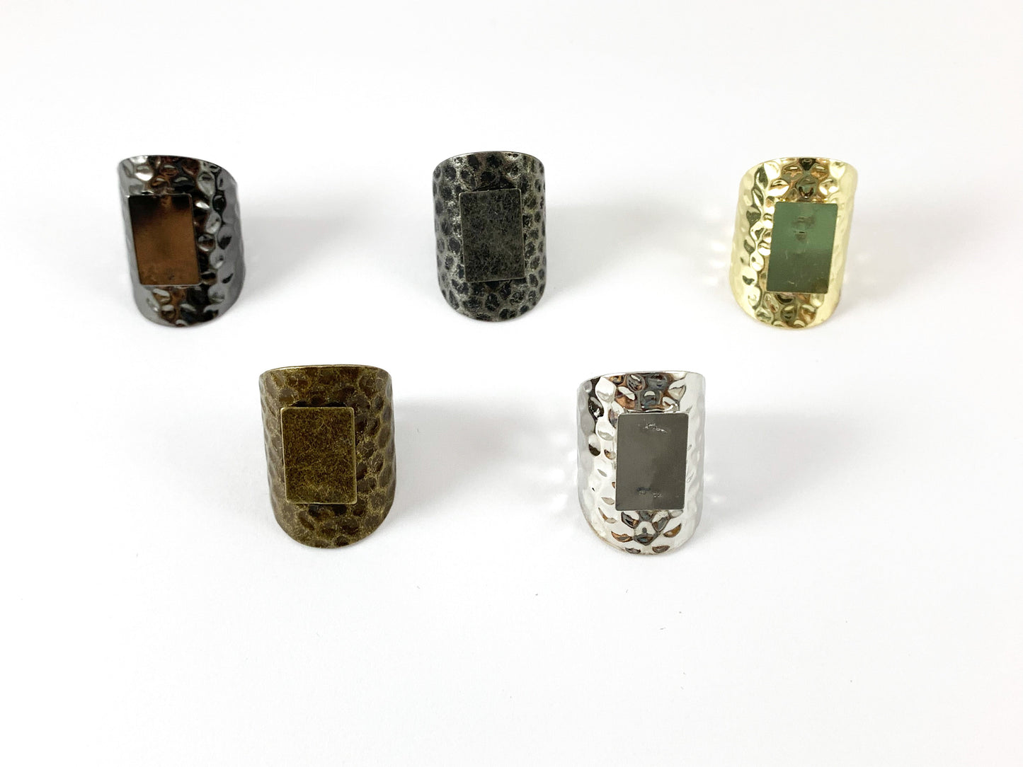 Hammered Fancy Gunmetal Matte Gunmetal Gold Bronze Silver Blank Rings over Copper Base 10pcs