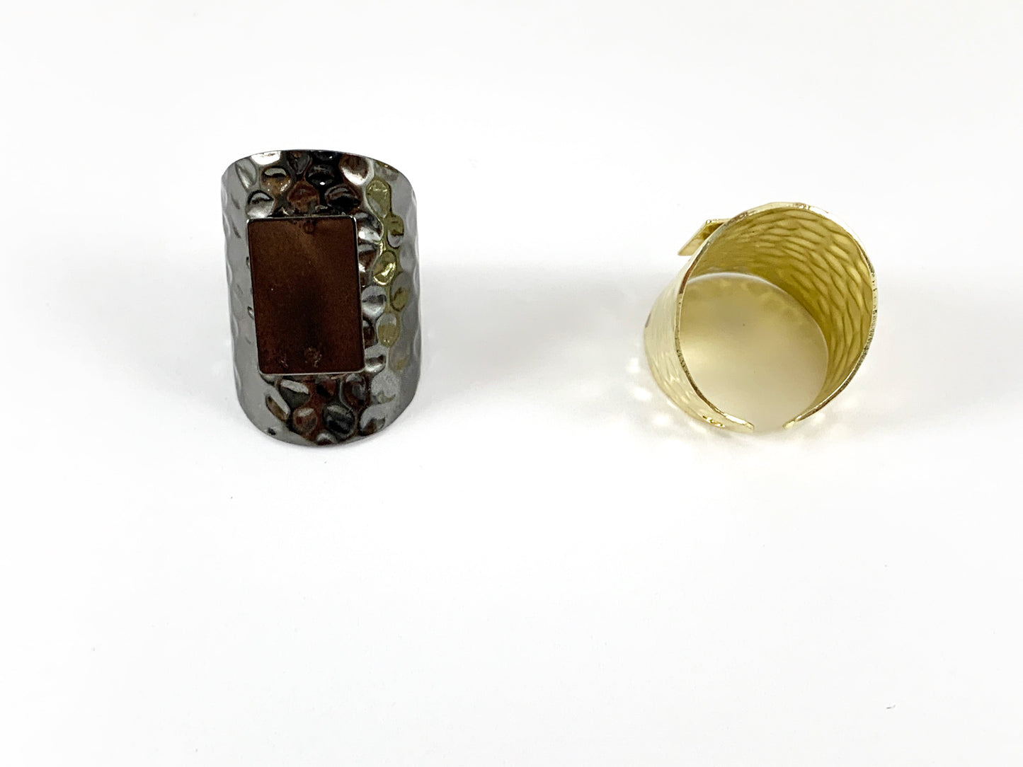 Hammered Fancy Gunmetal Matte Gunmetal Gold Bronze Silver Blank Rings over Copper Base 10pcs