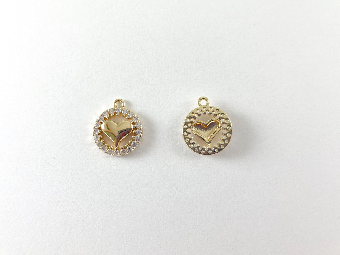 Real Gold 18K Plated Micro CZ Heart Pave Charm Over Brass 6pcs