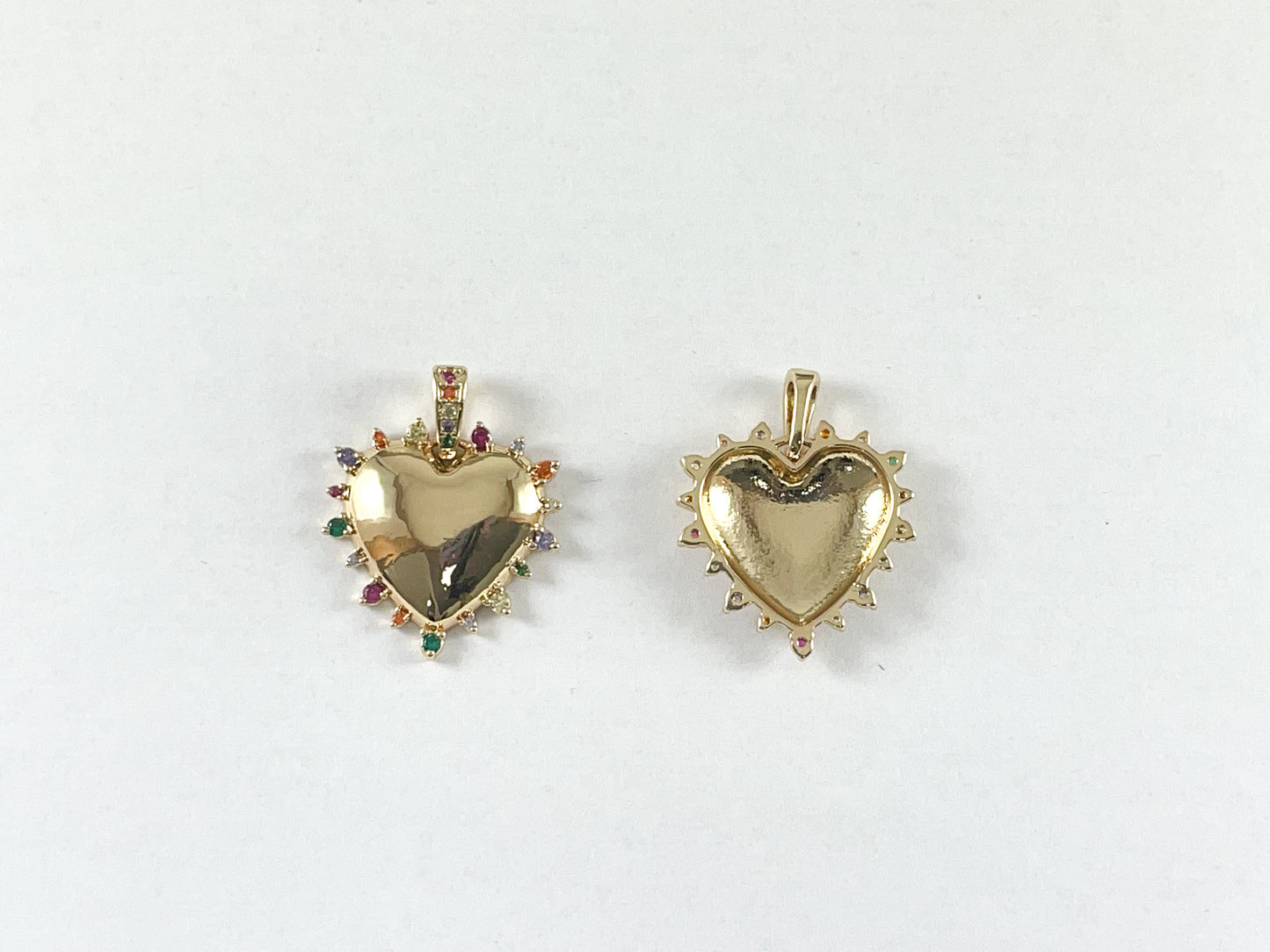 18K Gold Plated Copper Multi CZ Pave Heart Pendant Charm 4pcs