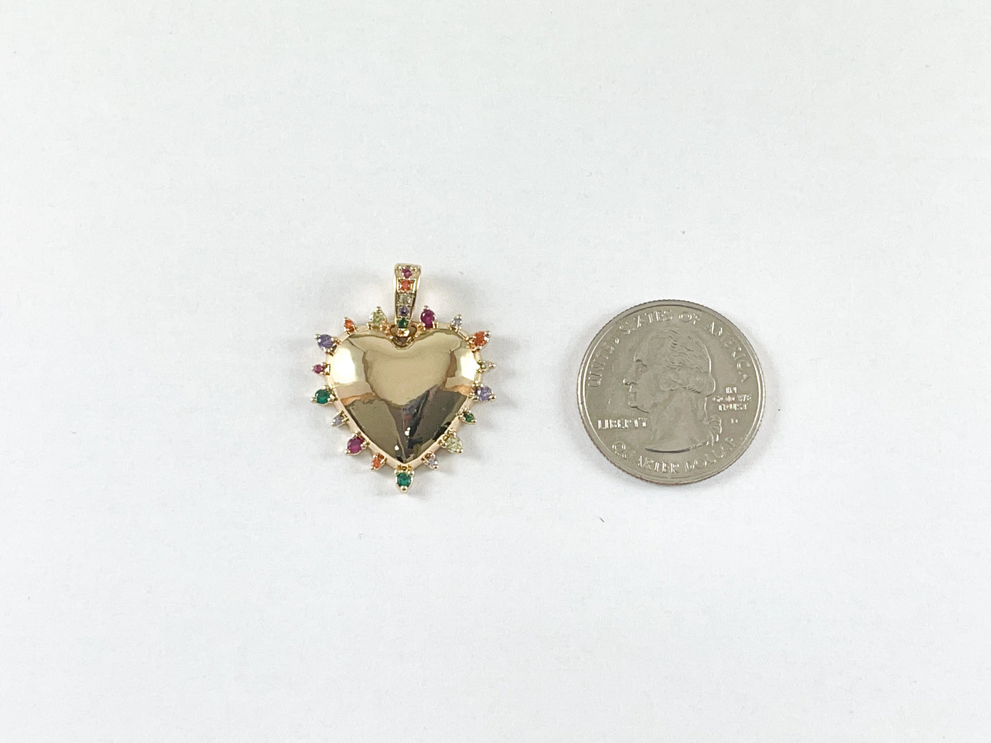 18K Gold Plated Copper Multi CZ Pave Heart Pendant Charm 4pcs