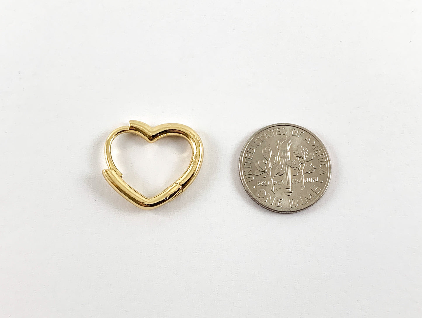 18K Real Gold Plated Minimalist Heart Hoops Open Side Earrings 5 pairs