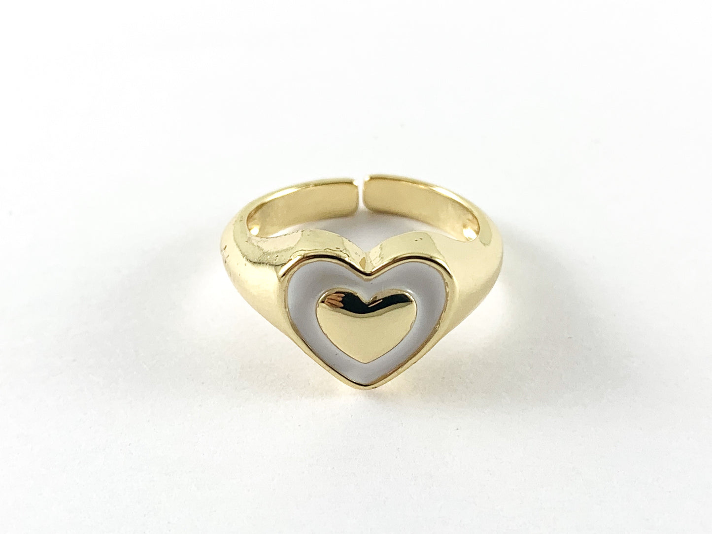 Real Gold 18K Plated Enamel Heart Ring 5pc
