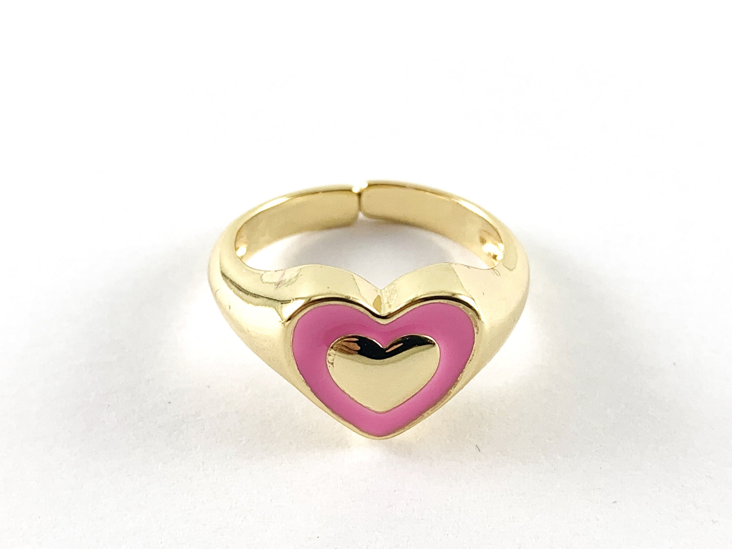 Real Gold 18K Plated Enamel Heart Ring 5pc