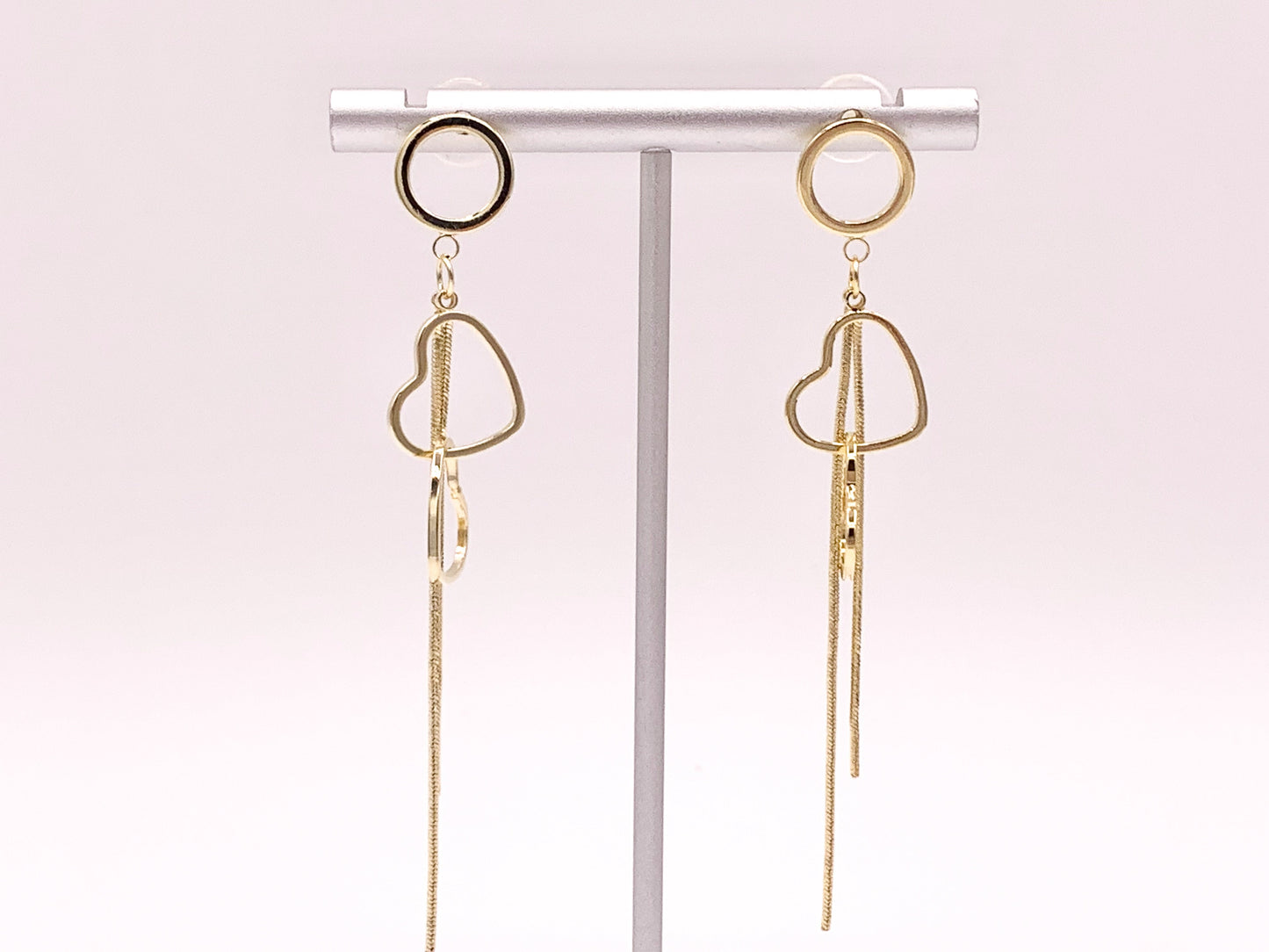 Simple and Cute Hearts Tassel Earrings in 18K Gold or Silver plated Copper 3 pairs