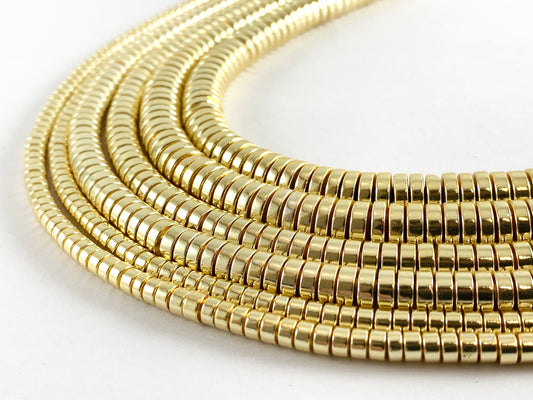 Real 18K Gold Plated Hematite Heishi Shiny Beads Around 15"-16" -1 strand