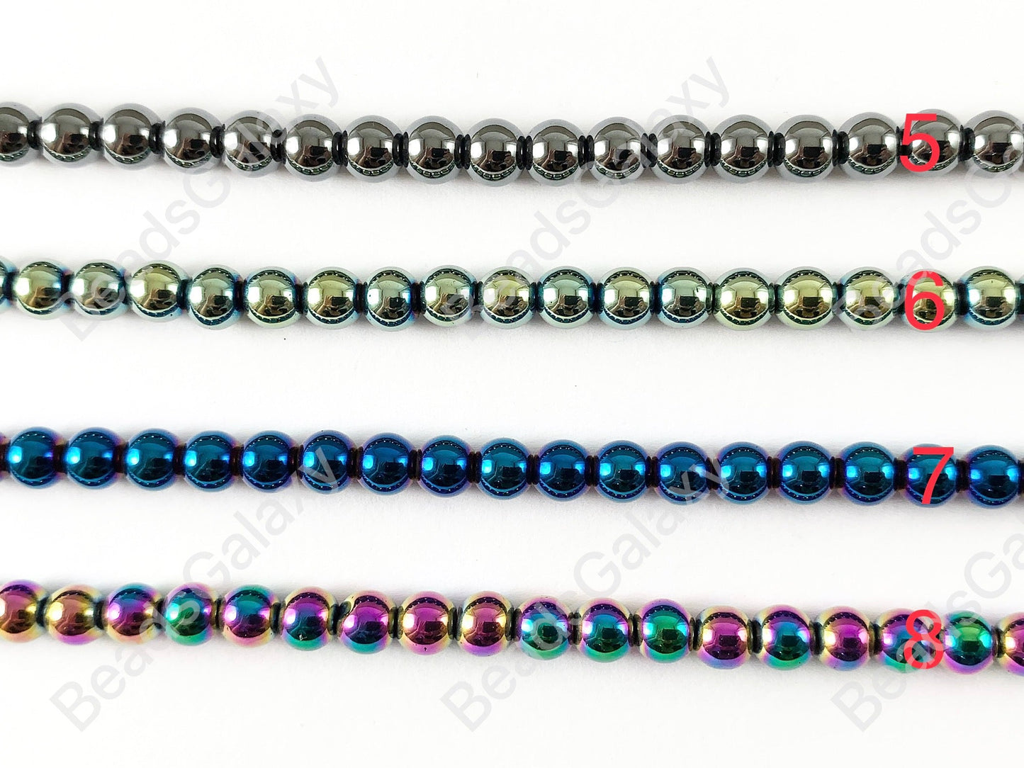 Smooth 6mm Natural Hematite Round Energy Beads Around 15"-16" Metallic Silver Gold Bronze Copper Gunmetal Black Multi Brown Green Blue