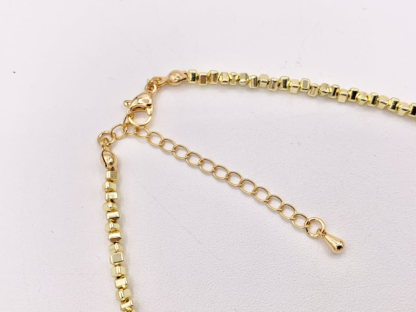 Delicate 18K Gold Plated Hematite Tiny Nugget 3mm Finished Necklace 1 piece