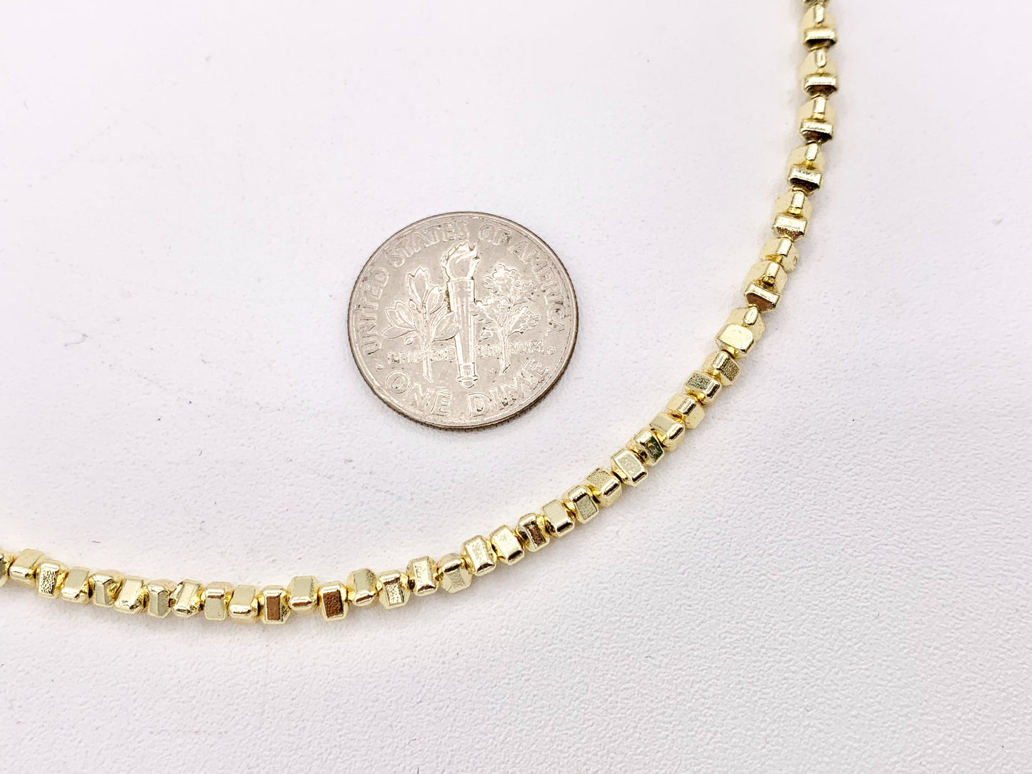 Delicate 18K Gold Plated Hematite Tiny Nugget 3mm Finished Necklace 1 piece