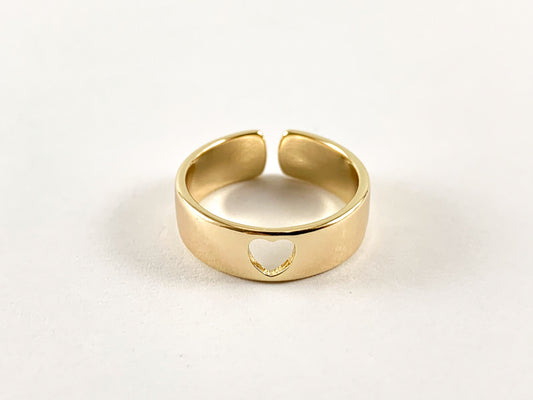 Real Gold 18K Plated Copper Heart Band Adjustable Ring 4 pc