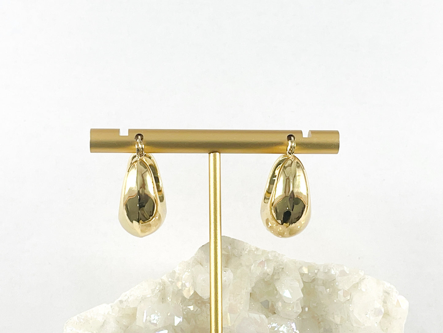 18K Gold or Platinum Plated Chunky Earring Huggies Hoops 3 pairs