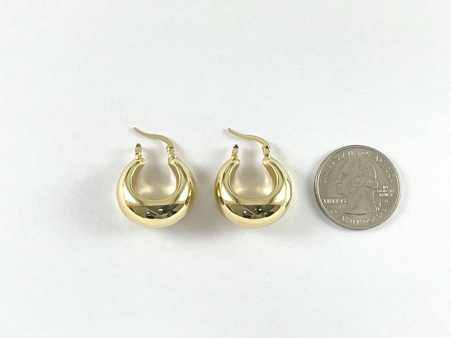 18K Gold or Platinum Plated Chunky Earring Huggies Hoops 3 pairs